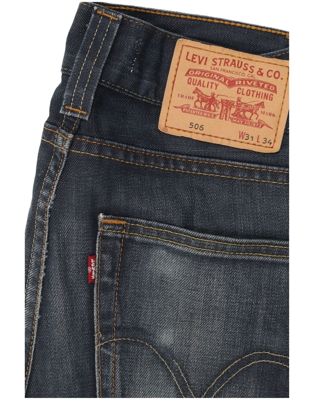 Męskie jeansy LEVI'S 506 o standardowym kroju W31 L30, niebieska bawełna
