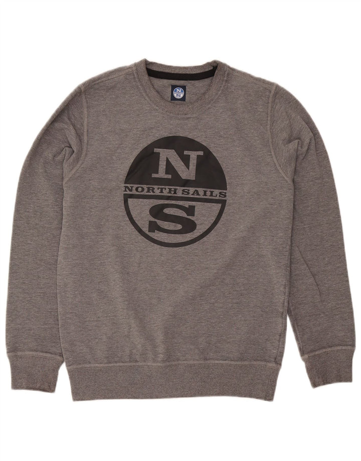 Męska bluza z grafiką North Sails, mała, szara, nakrapiana bawełna