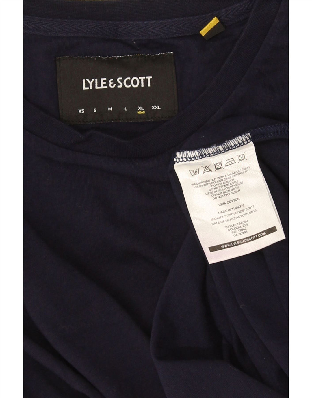 Lyle & Scott Męski T-shirt Top XL, granatowy, bawełniany