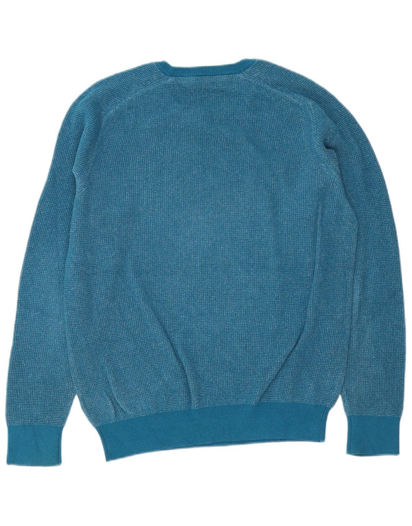 Crew Clothing Męski sweter z okrągłym dekoltem, mały, niebieski, nakrapiany, bawełniany