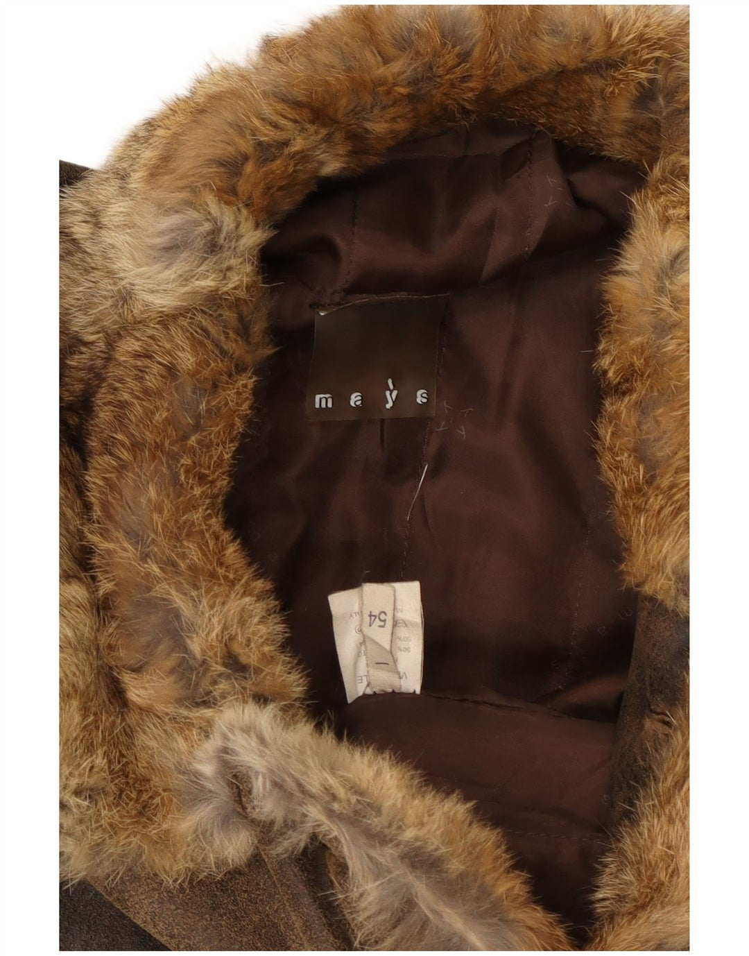 MAYS Męska kurtka skórzana UK 40 duża brązowa skóra