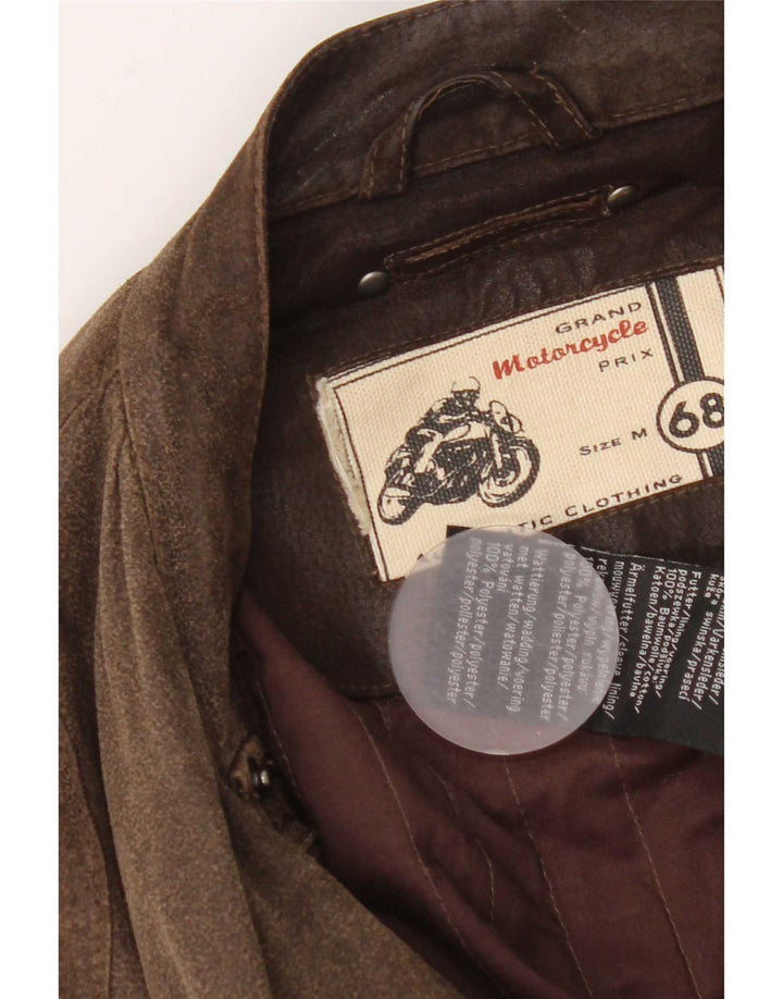 Vintage męska skórzana kurtka motocyklowa UK 38 średni brąz