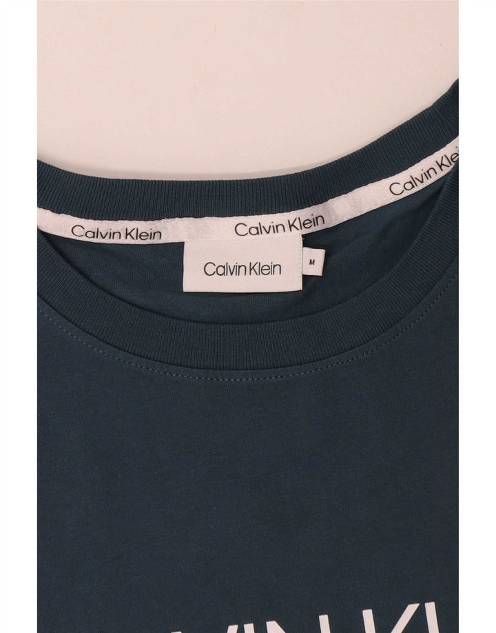 Męska koszulka z grafiką Calvin Klein, średnia, granatowa bawełna