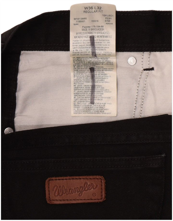 Męskie jeansy Wrangler o prostym kroju W36 L32, czarne, bawełniane