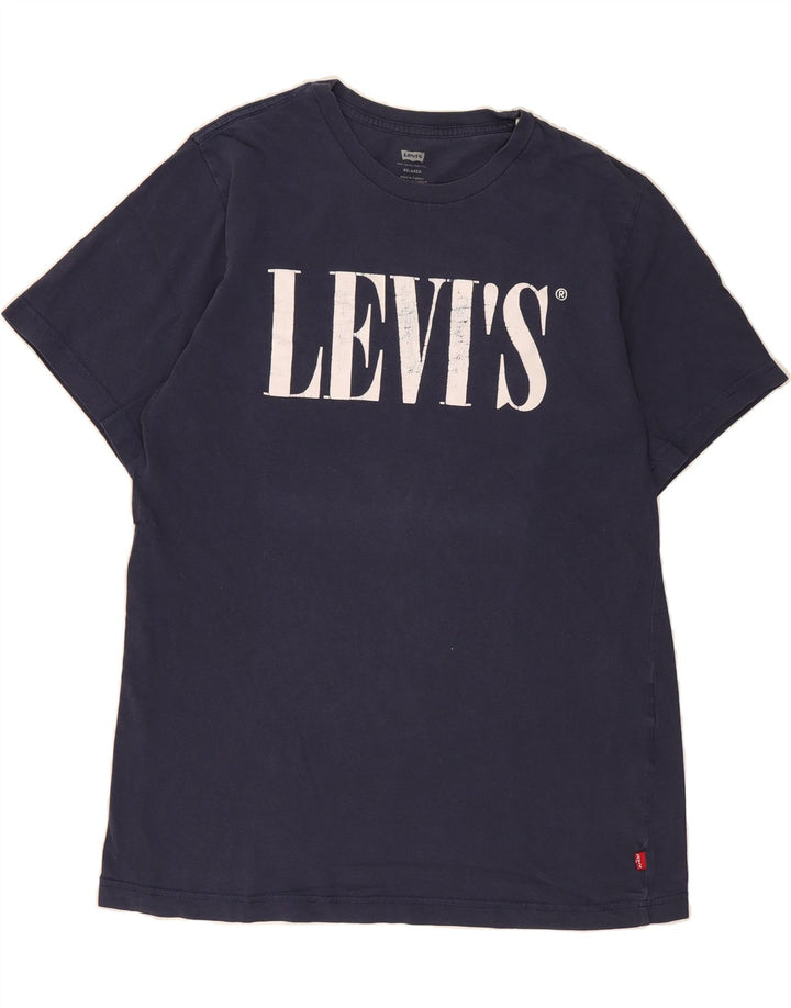 LEVI'S Mens Relaxed Graphic T-Shirt Top Small Navy Blue Cotton Vintage Levi's and Second-Hand Levi's from Messina Hembry 