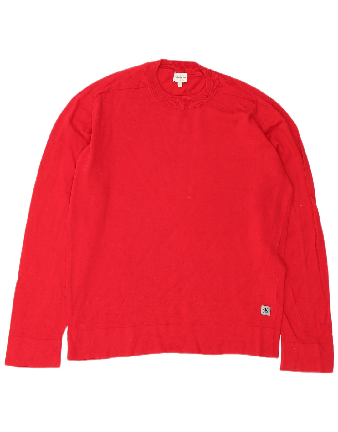 Męski sweter z okrągłym dekoltem Calvin Klein Jeans, średnio czerwony, bawełniany
