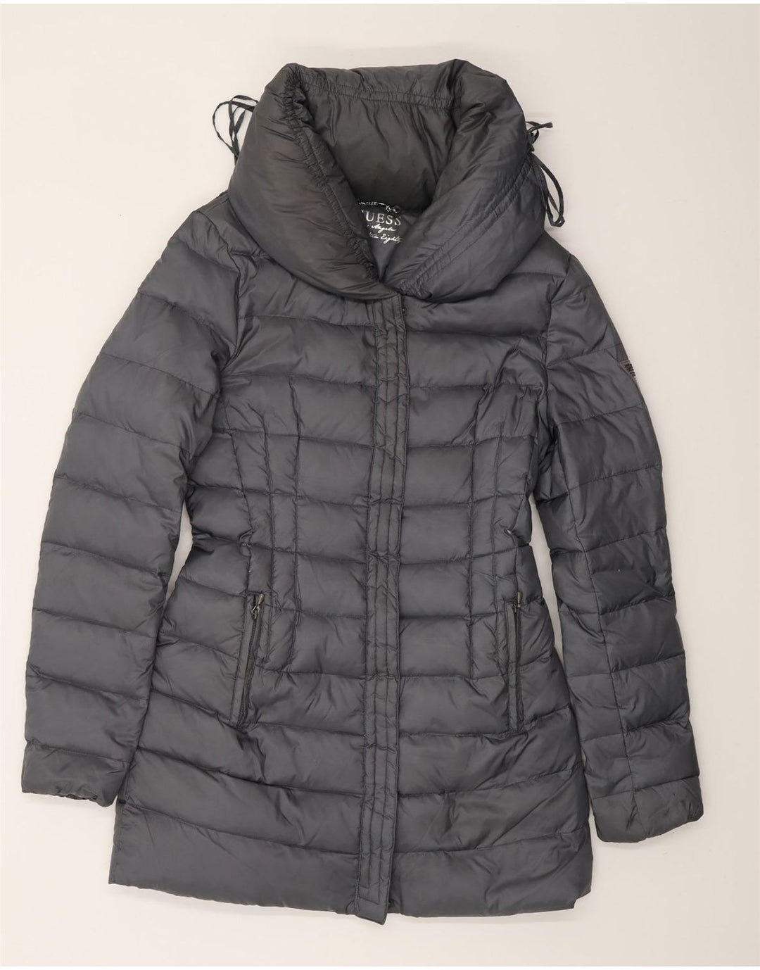 Damski ocieplany płaszcz GUESS UK 6 XS, szary poliester