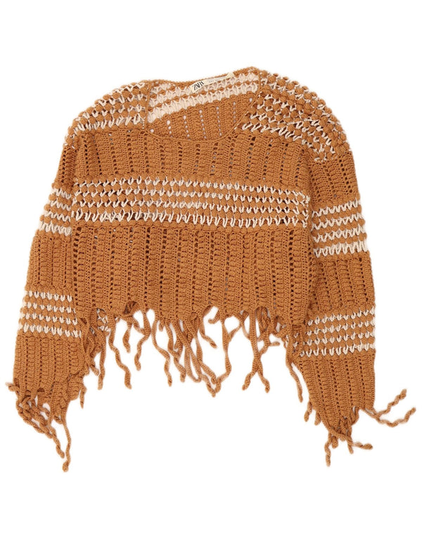 Damski sweter oversize z dekoltem w łódkę Zara UK 10 Small Beige