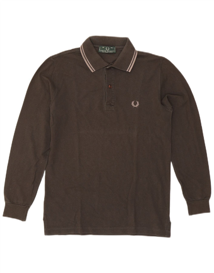 Męska koszulka polo z długim rękawem Fred Perry, mała, szara, bawełniana