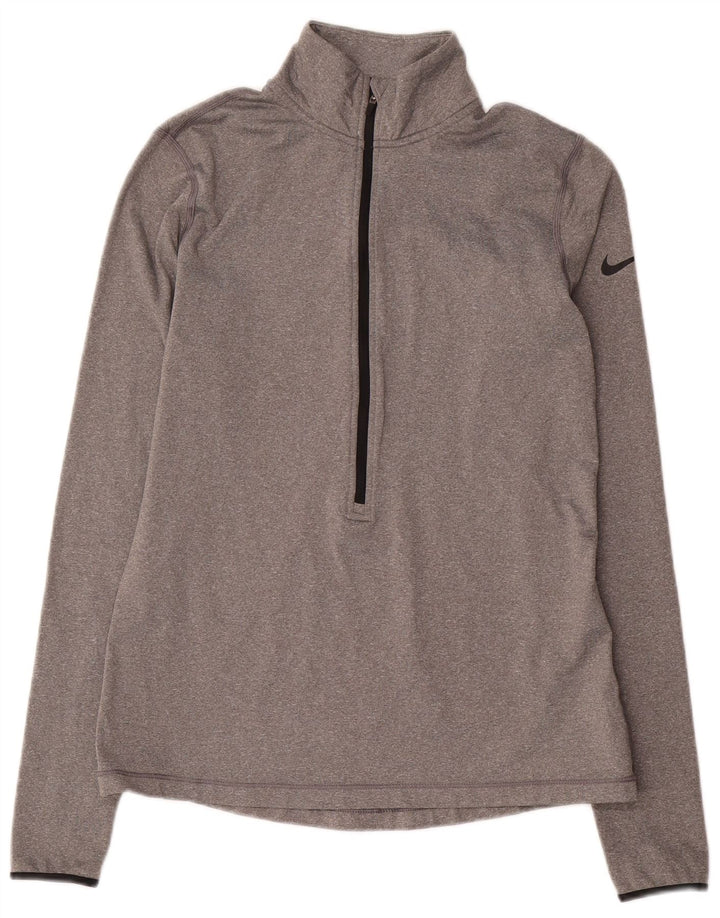 Damski dres Nike Dri Fit z zamkiem błyskawicznym na szyi, UK 14, duży, szary
