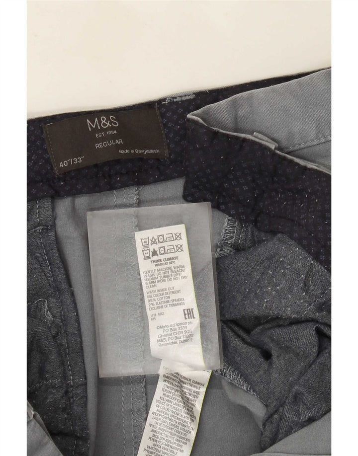 Męskie spodnie typu chino Regular Marks & Spencer W40 L33 Szara bawełna