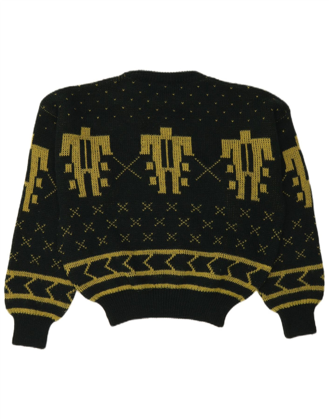 Męski sweter CIAO z okrągłym dekoltem, duży, zielony, z wełny Fair Isle