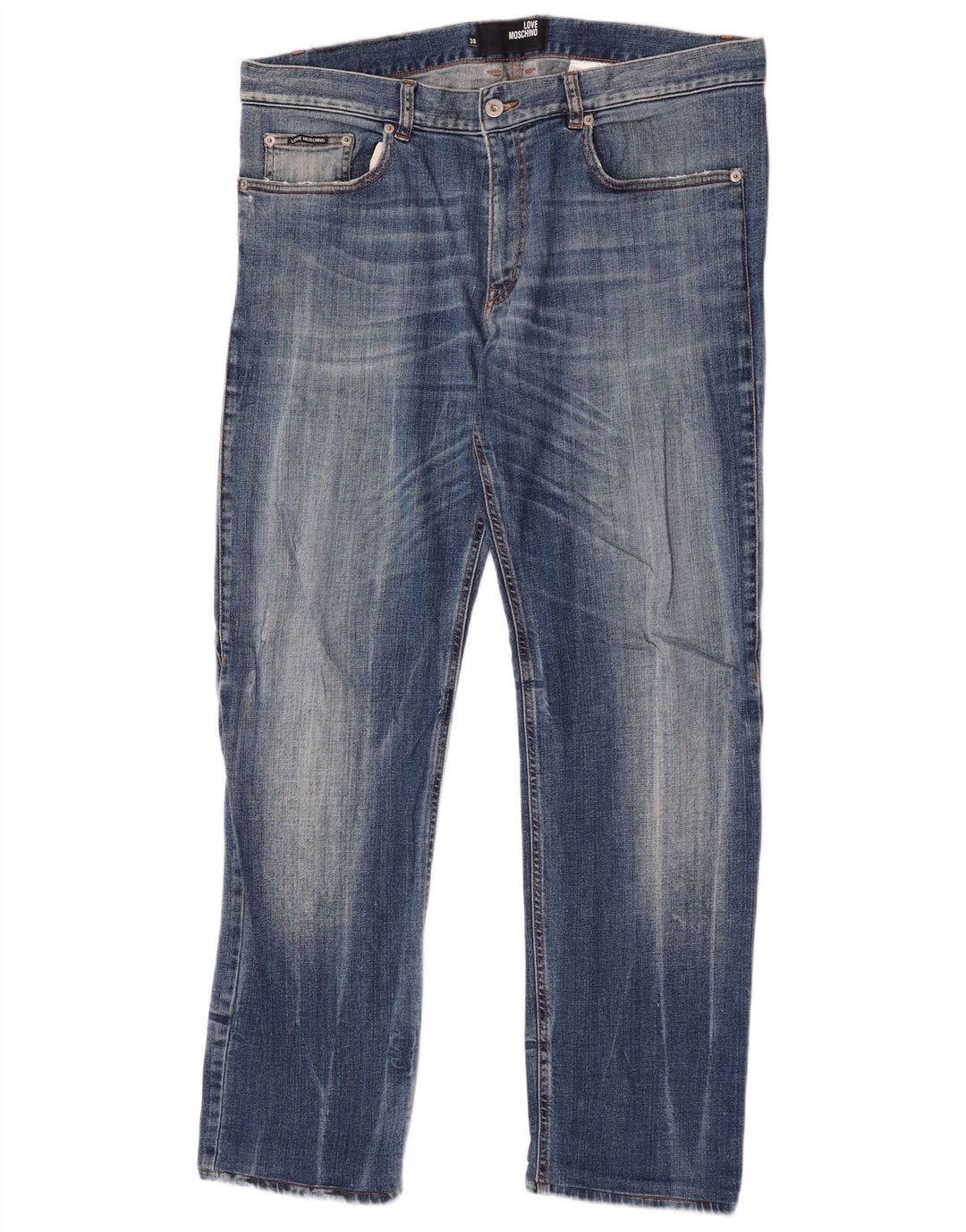 Męskie jeansy slim Moschino W38 L32 Niebieskie, bawełniane, klasyczne