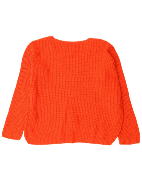 Topshop damski sweter oversize z dekoltem w łódkę UK 10 mały czerwony akryl