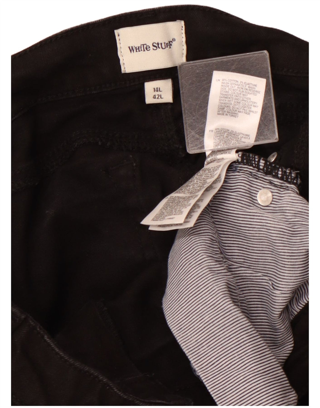 Damskie jeansy skinny z wysokim stanem WHITE STUFF UK 14, duże W32 L29, czarne