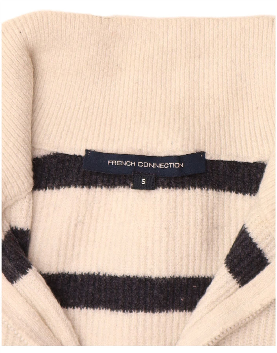 FRENCH CONNECTION Damski sweter z krótkim rękawem i zamkiem błyskawicznym UK 10 Small White