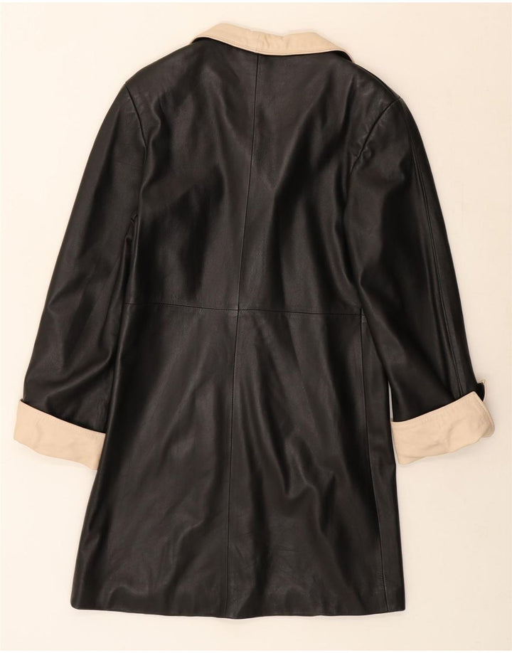 TEMPO Womens Leather Coat IT 38 XS Black Leather Vintage Tempo and Second-Hand Tempo from Messina Hembry 