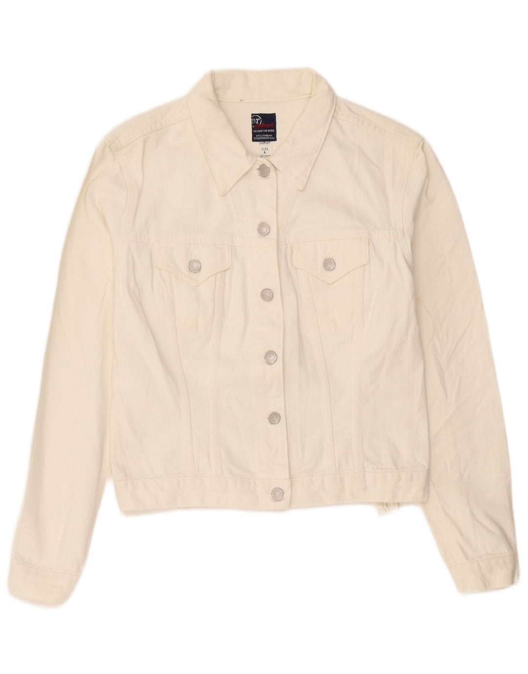 Indyjska kurtka motocyklowa damska Crop Denim UK 14, duża, biała bawełna
