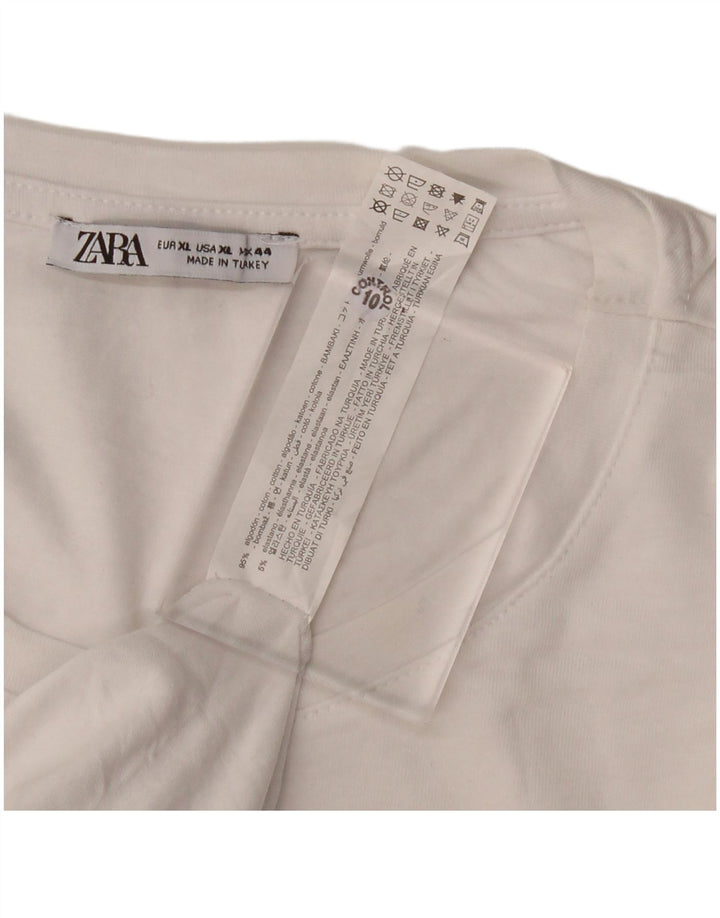 Męska koszulka T-shirt Zara XL, biała, bawełniana