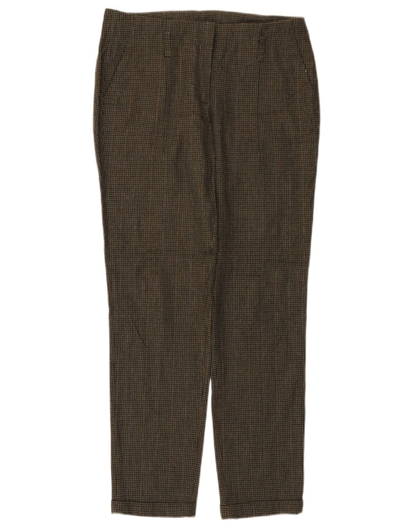 Damskie proste spodnie Zara XS W25 L27 Zielona wiskoza w pepitkę
