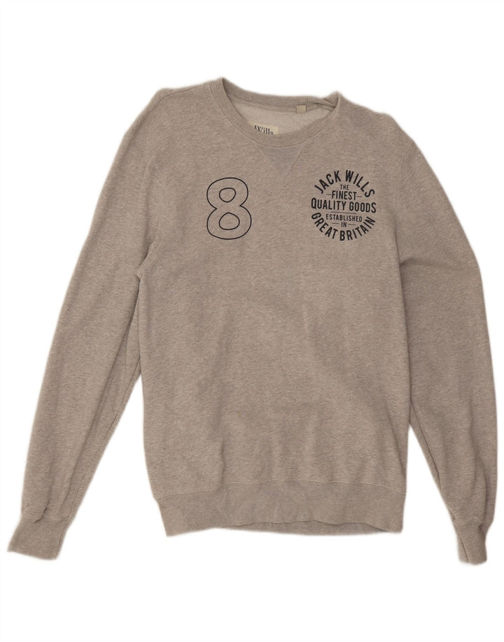 Męska bluza z grafiką Jack Wills, średnio szara, nakrapiana bawełna