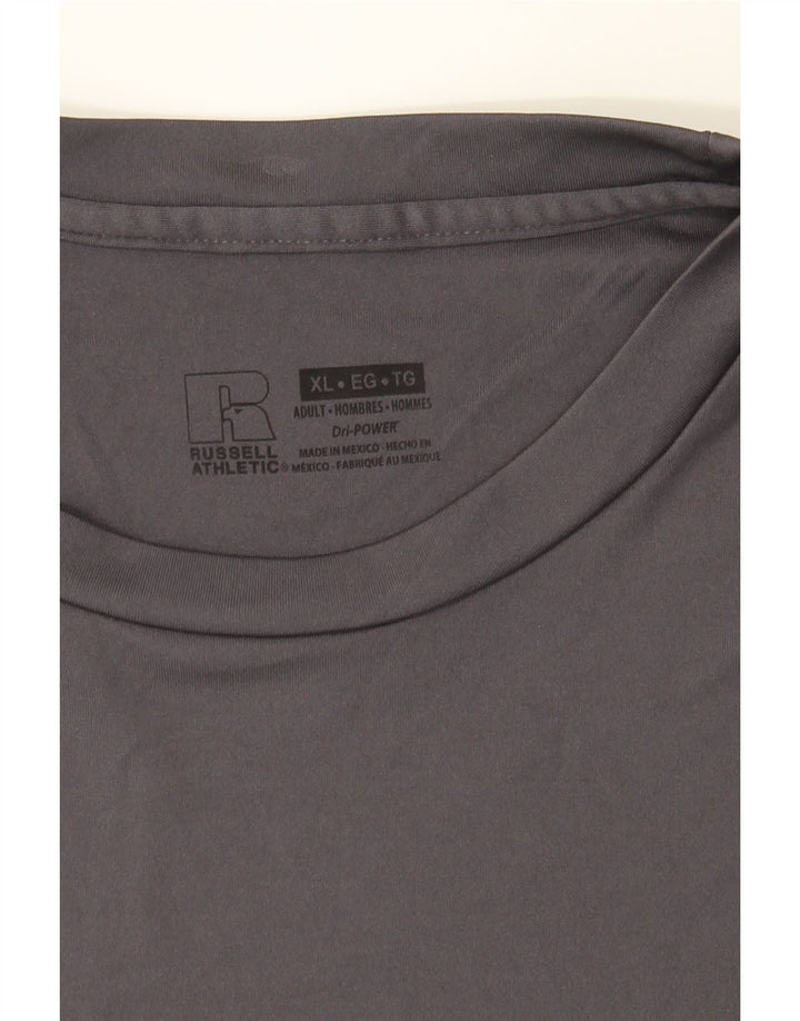RUSSELL ATHLETIC Mens Dri-Power T-Shirt Top XL Grey Polyester Vintage Russell Athletic and Second-Hand Russell Athletic from Messina Hembry 