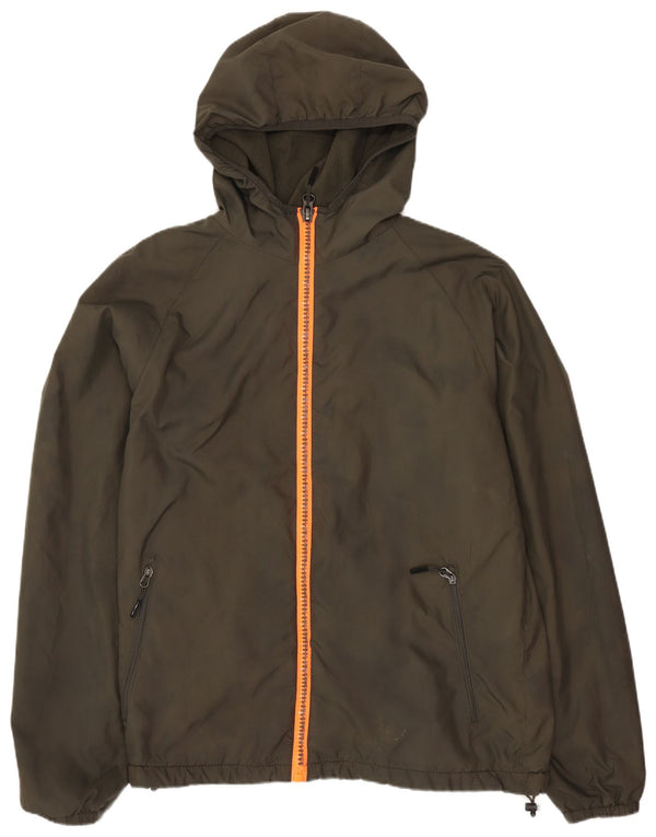 Damska kurtka wiatrówka New Balance z kapturem UK 14, średni khaki, poliester