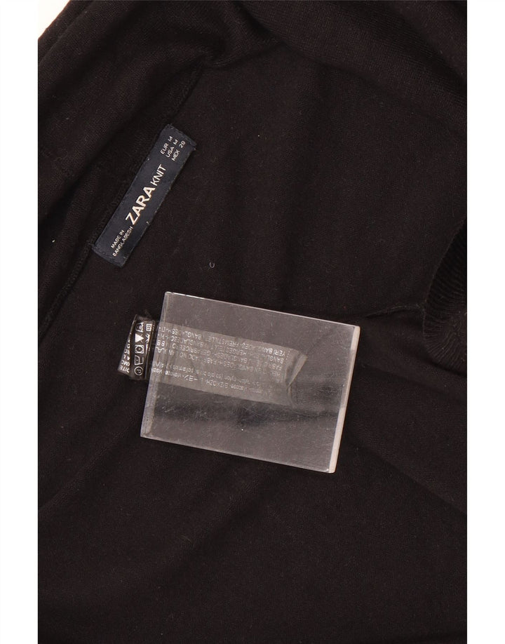 Sweter damski Zara z otwartym kardiganem UK 12, średnia czarna wiskoza