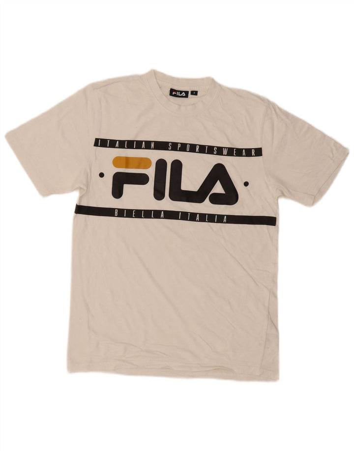 Męski T-shirt z grafiką Fila, mały, biały, bawełniany