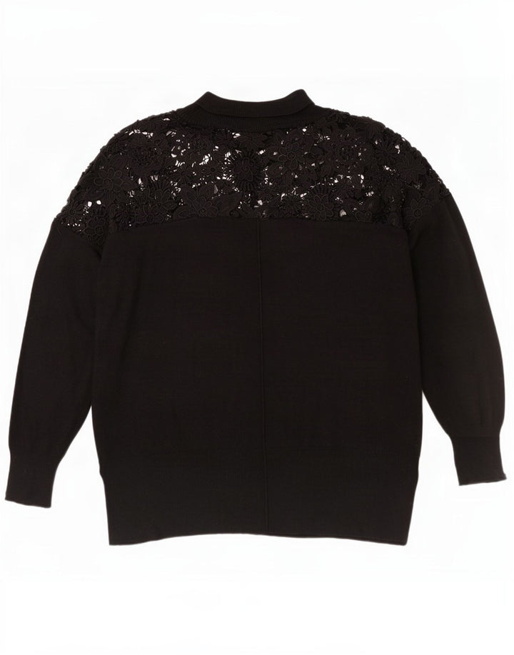 Damski sweter z golfem French Connection UK 14 Średni czarny w kwiaty