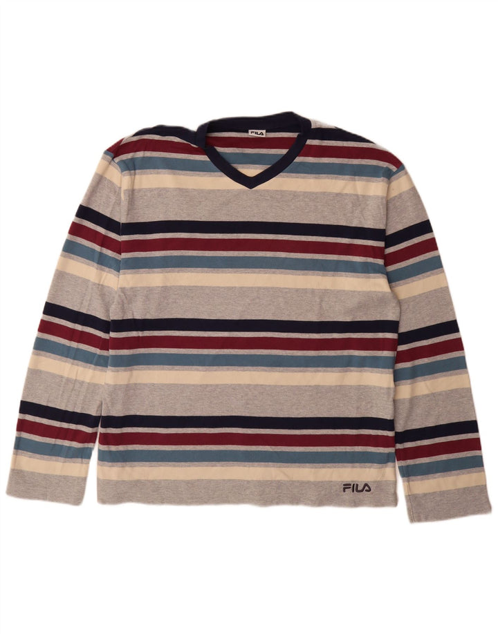Męski top Fila z długim rękawem XL, wielobarwny, bawełniany w paski