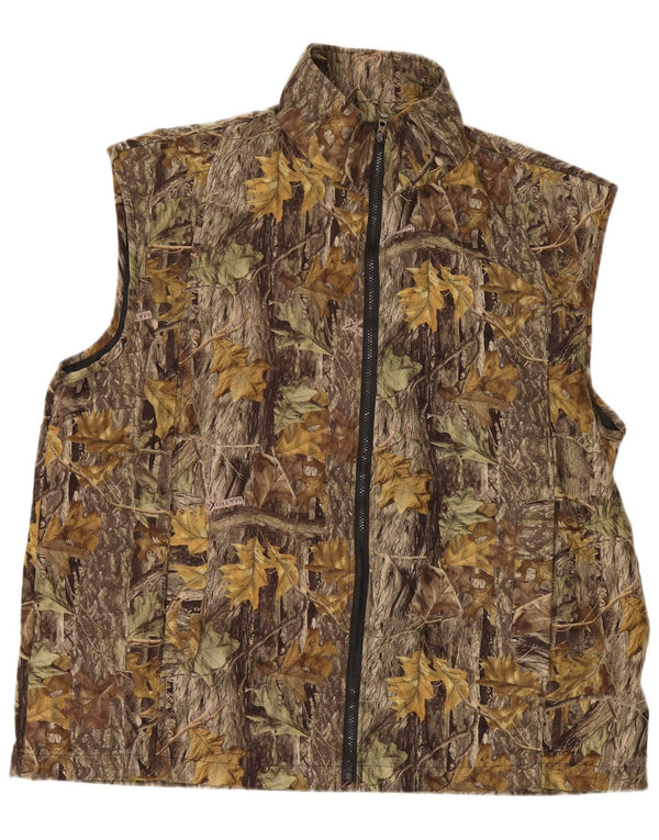 Męska kamizelka VINTAGE w abstrakcyjny wzór UK 44 2XL Brązowy poliester z blokami kolorów