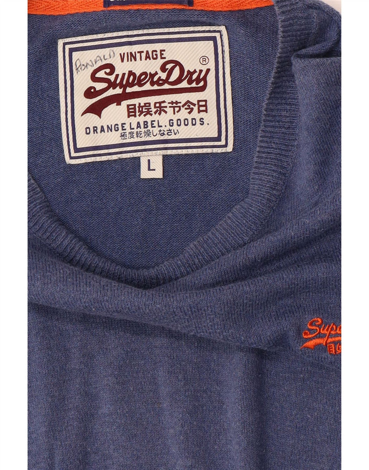 Męski sweter Superdry z dekoltem w łódkę, duży niebieski