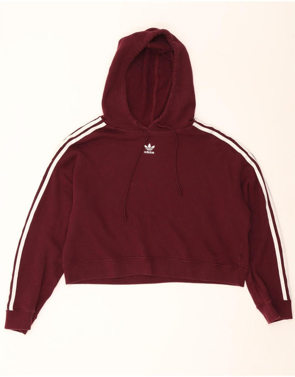 Damski sweter oversize z kapturem ADIDAS, UK 14, średni burgundowy, bawełniany