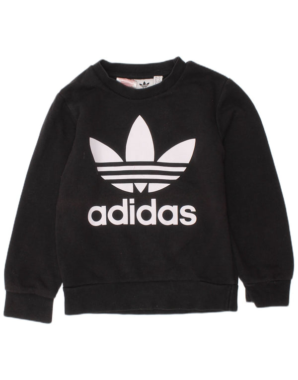 Bluza chłopięca ADIDAS z grafiką, 5-6 lat, czarna, bawełniana