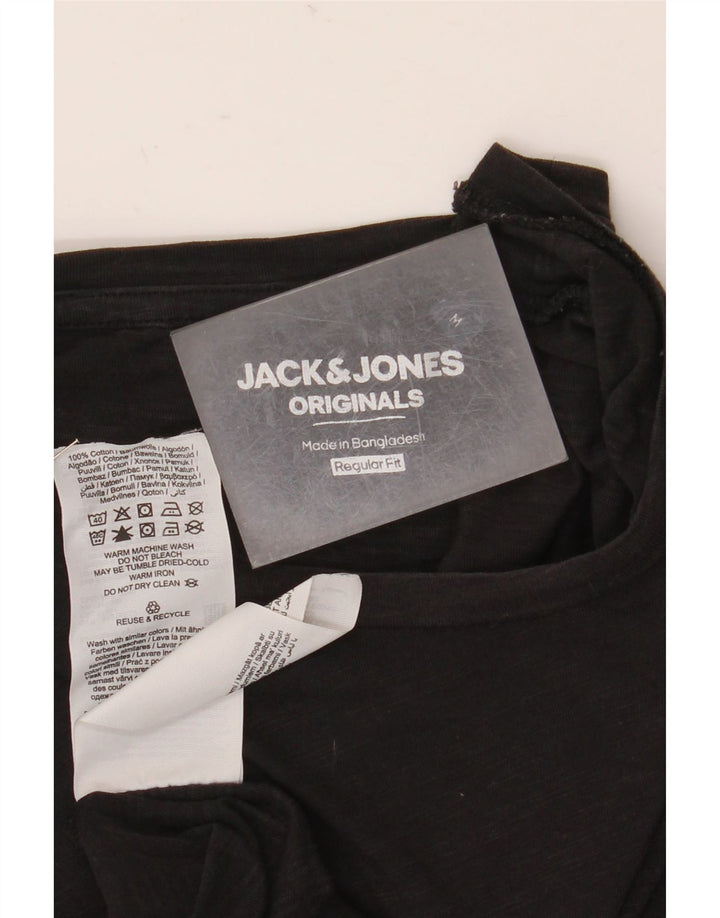 T-shirt męski Jack & Jones o regularnym kroju, średniej wielkości, czarny, bawełniany