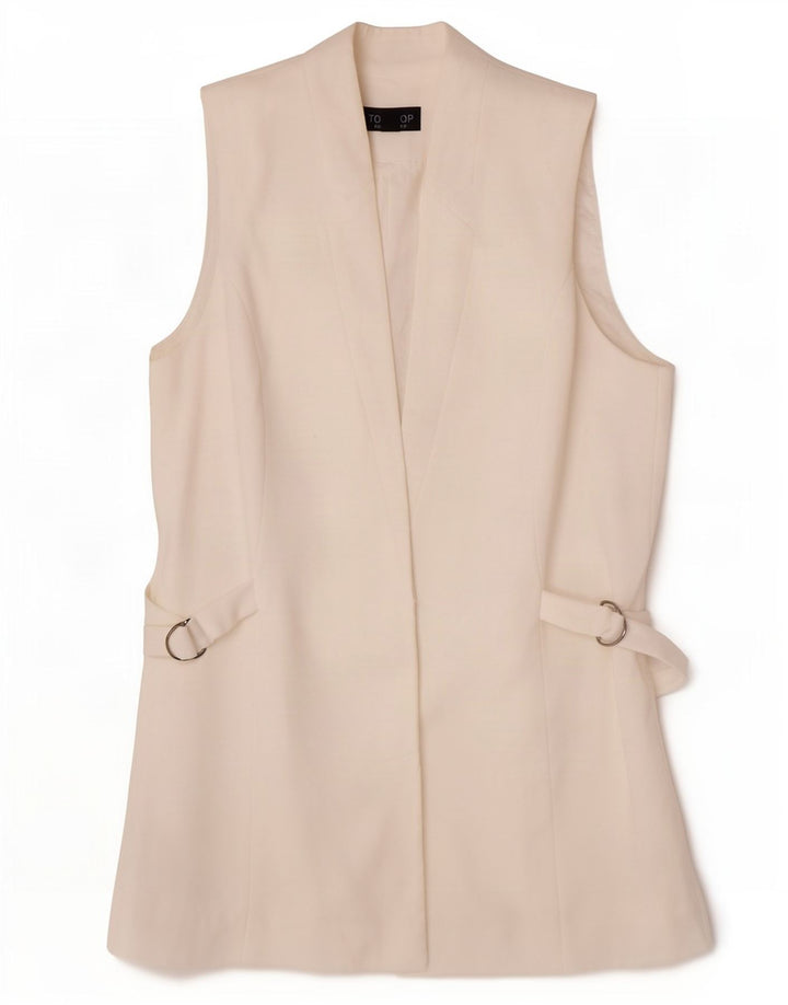 Damska kamizelka o długim kroju Topshop UK 10, mała, biała, poliestrowa