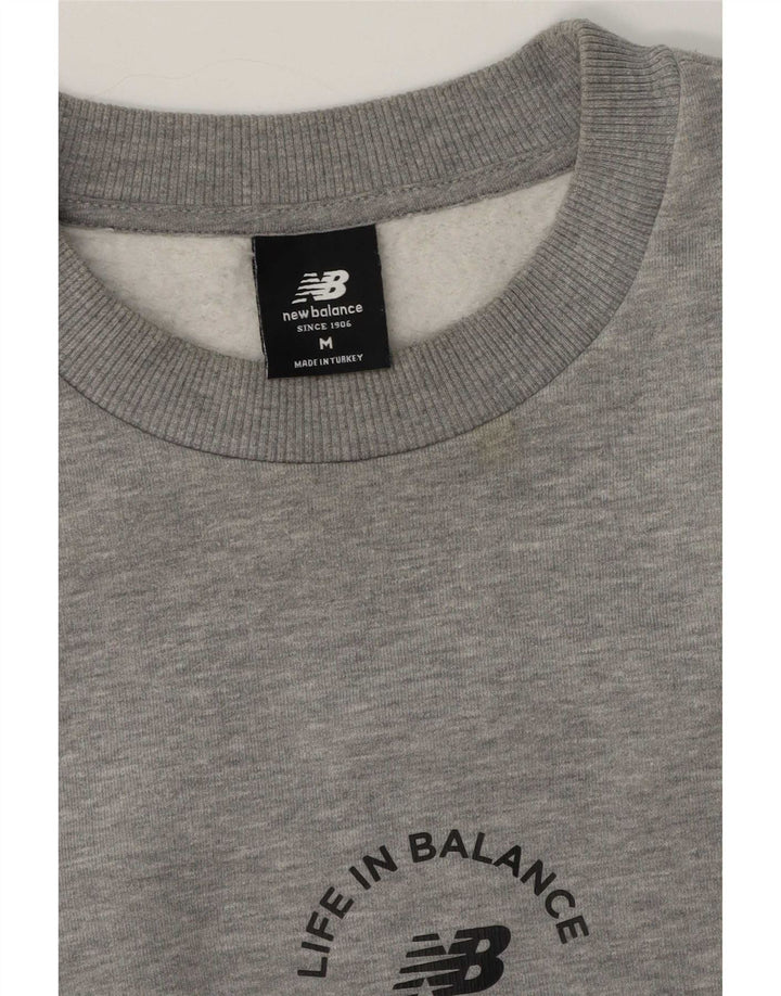 Męski sweter New Balance, średnioszary, bawełniany