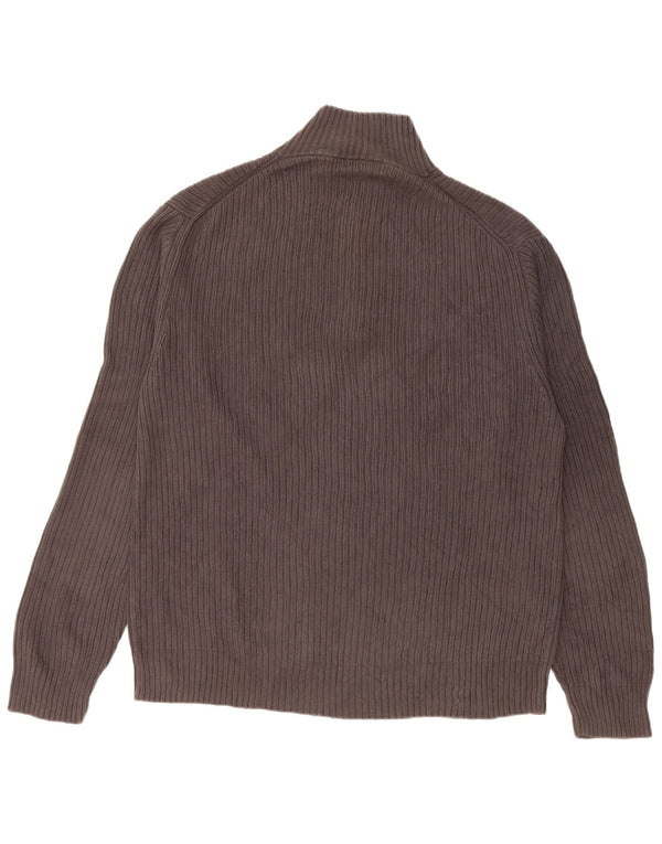 CALVIN KLEIN Męski sweter zapinany na zamek, duży, szary, bawełniany