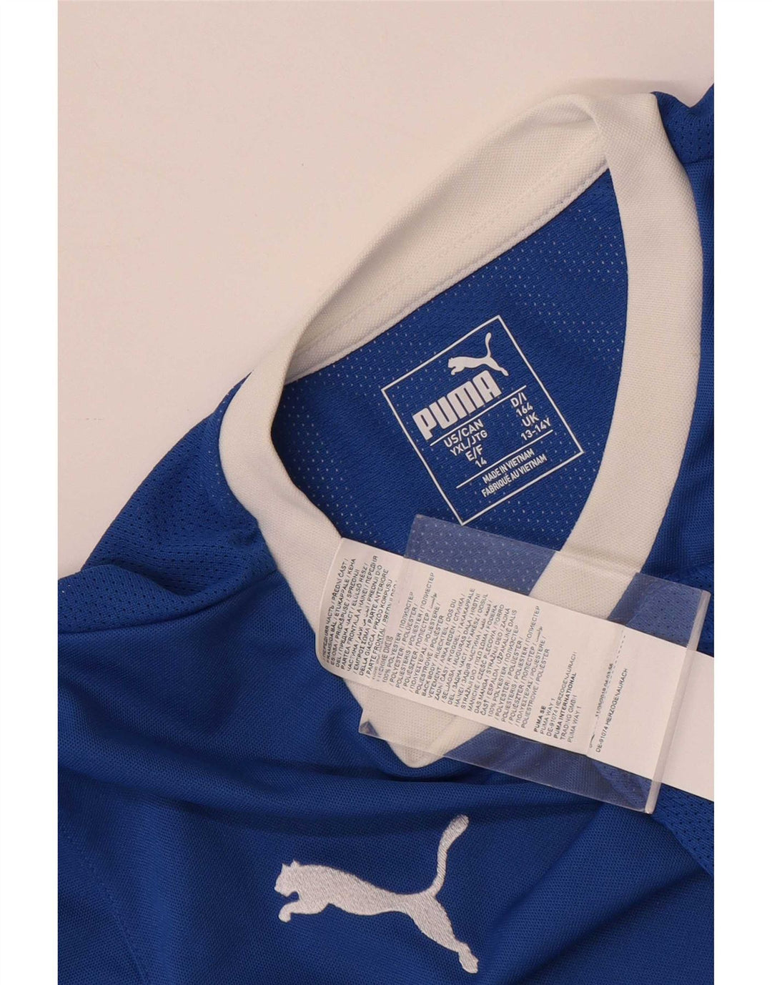Chłopięcy T-shirt z grafiką Puma, 13-14 lat, niebieski poliester