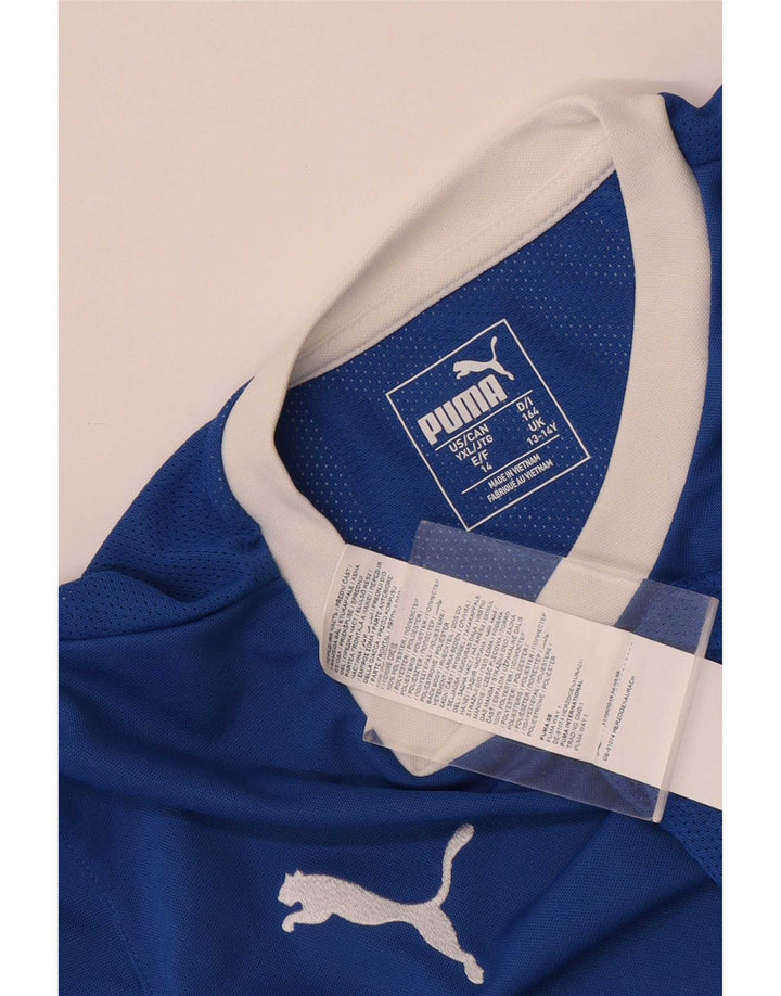 Chłopięcy T-shirt z grafiką Puma, 13-14 lat, niebieski poliester