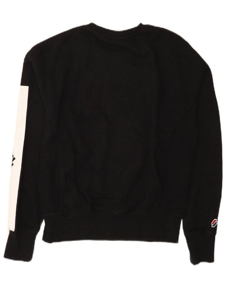 Damski sweter z grafiką Superdry UK 12, średni czarny, blok kolorów