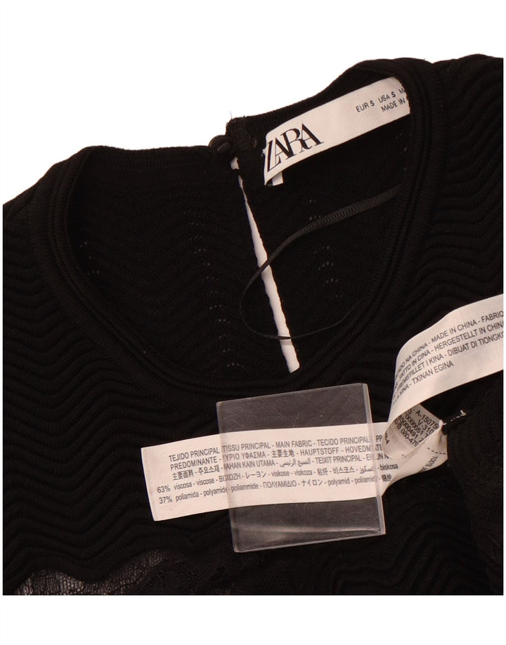 Damska koronkowa sukienka maxi bez rękawów ZARA UK 8 Small, czarna wiskoza