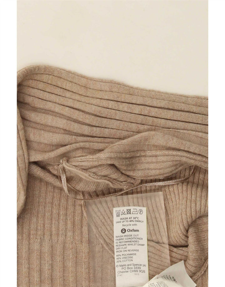Sweter damski Marks & Spencer Longline Open Cardigan UK 14 średni beż
