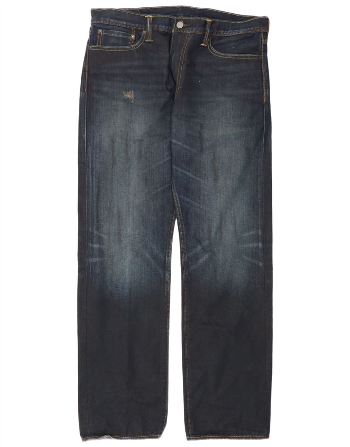 Męskie jeansy Levi's 504 w trudnej sytuacji W36 L34 Granatowa bawełna