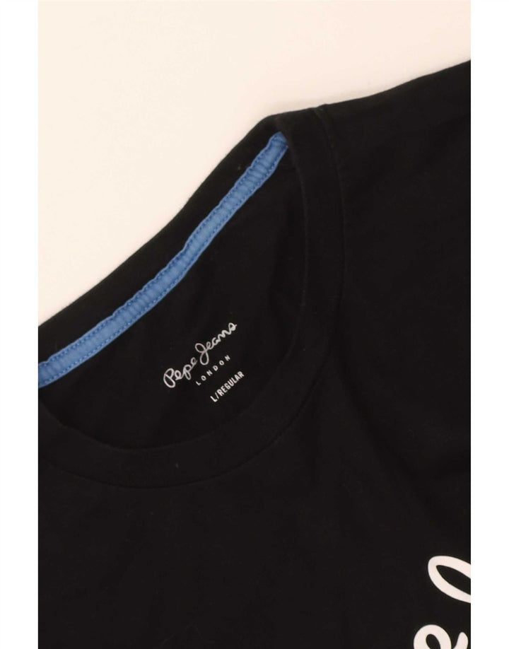 Męski top PEPE Jeans Regular Graphic z długim rękawem, duży, czarny