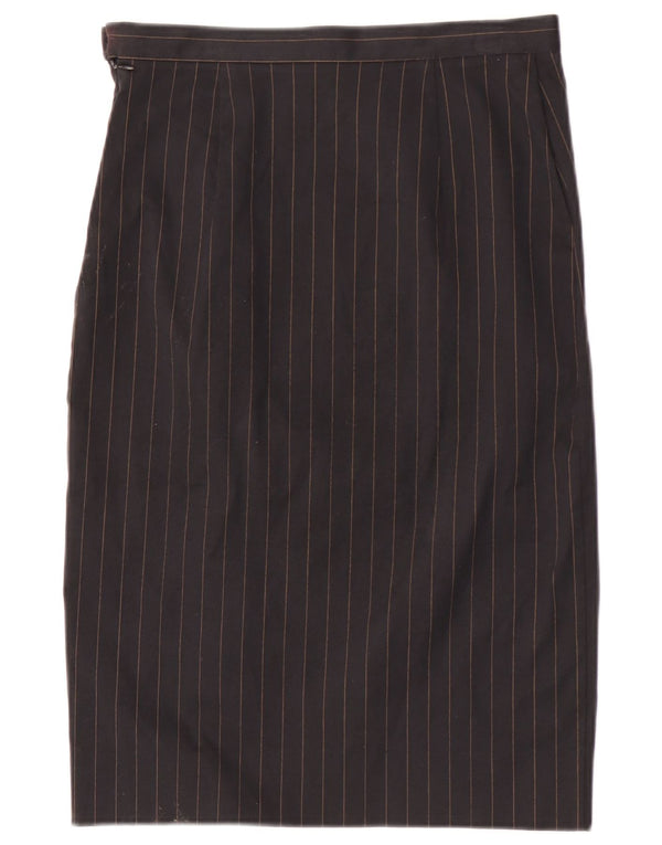 Prosta spódnica damska w stylu vintage IT 44 Medium W28 Czarna bawełniana w prążki