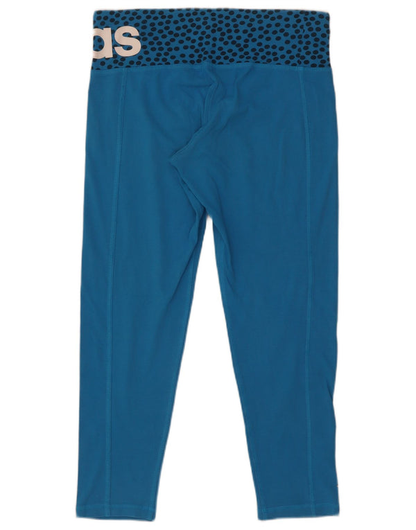 Legginsy Adidas Damskie Climalite Graphic Crop UK 12/14 Średnie Niebieskie Nakrapiane