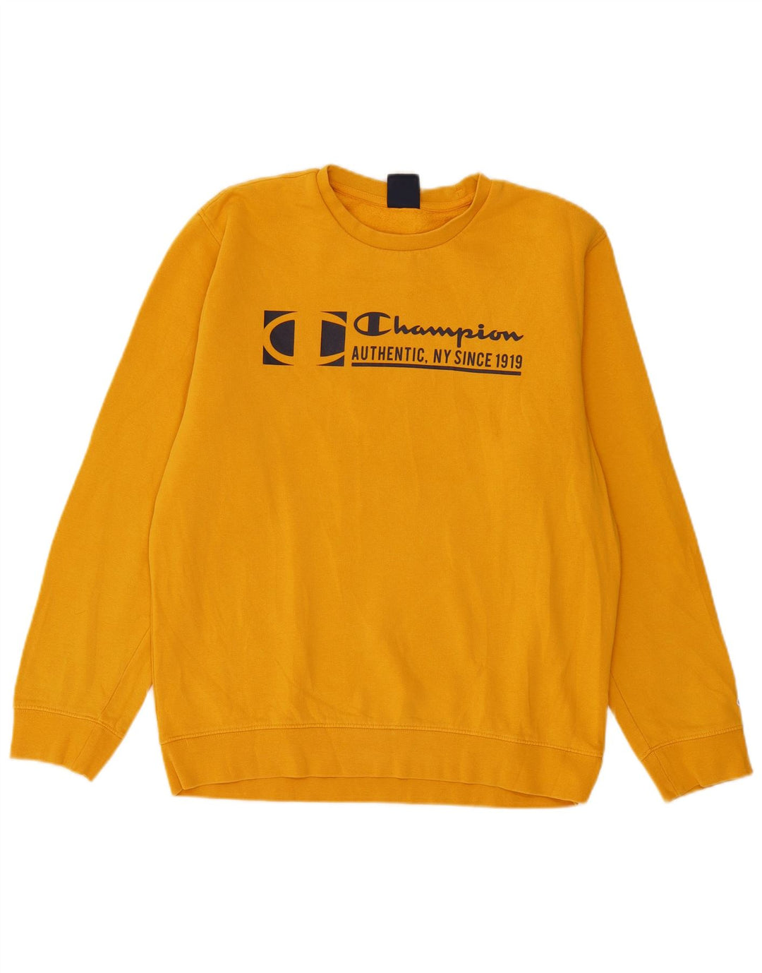 Męski sweter z grafiką Champion, duży, żółty, bawełniany