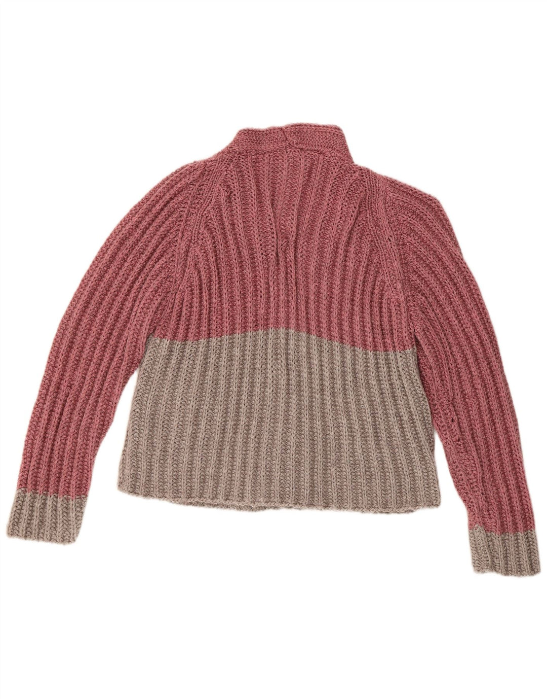 Sweter damski VINTAGE UK 16, duży, różowy, z blokami kolorów